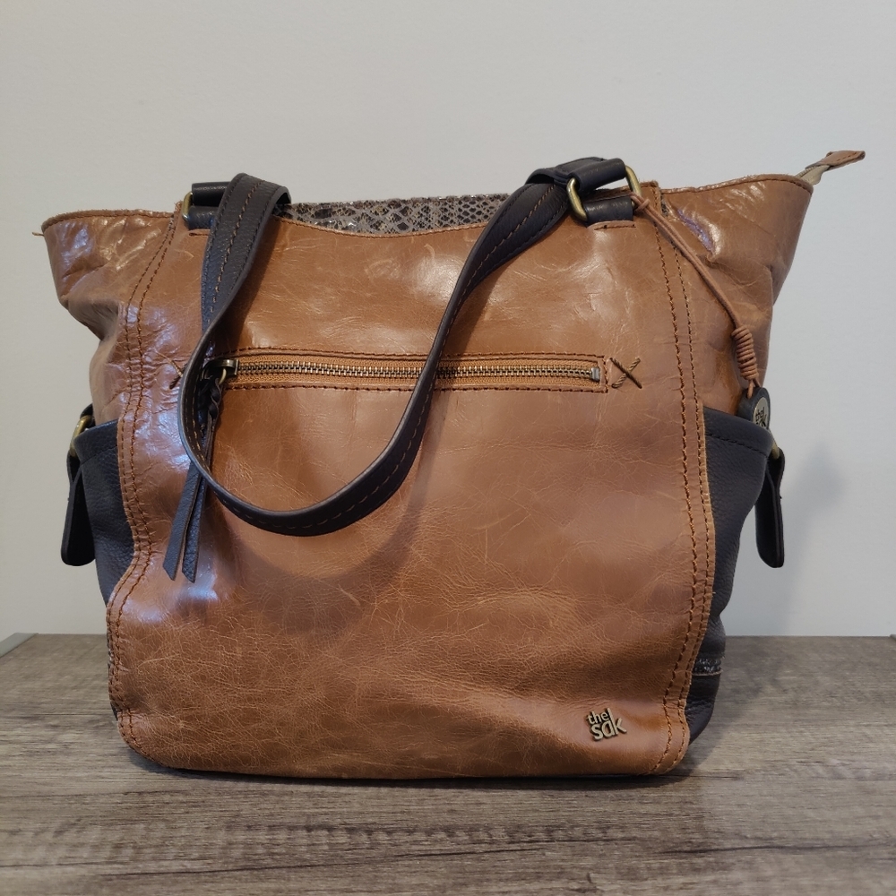 The Sak Brown/ Black Kendra Leather Satchel
